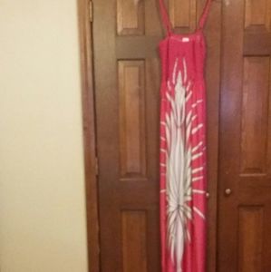 Brand new hot pink and white silky long maxi dress